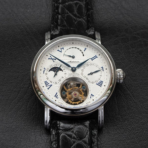 High-end Pilot Tourbillon Chronograph Watches Man Moon Phase Seagull ST8007 Movement Men Calendar Mechanical Watch Power Reserve